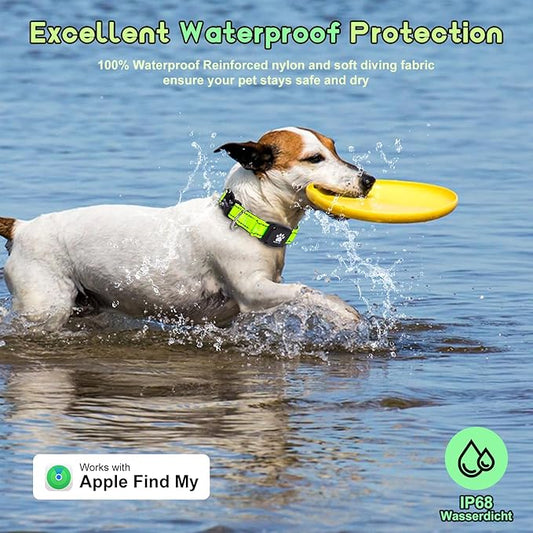 GPS Dog Collar Tracker 2-in-1,Reflective Waterproof Pet Collar,iOS-Only,No Monthly Fees,Unlimited Range,Ideal for Dog Tracking pet Tracker,for Small Medium Large Dogs(S (12.6"-16.5"), Green)