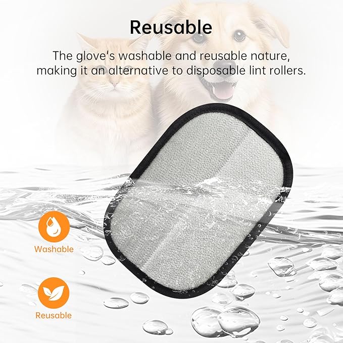 2 Pcs Pet Hair Removal Glove, Reusable Cat Dog Electrostatic Hair Remover Grooming Glove Brush Tool