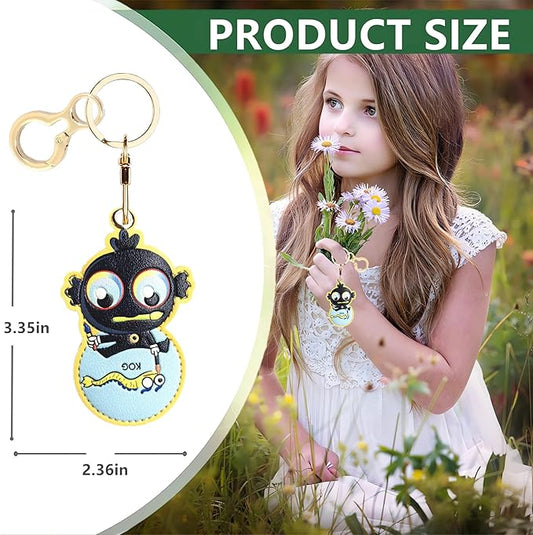 Leather Keychain Holder Case Compatible with AirTag,Cute Protective Cover with Keyring and lanyard,Anti-Scratch Finder GPS Tracker Case for Wallet Keys,bag,pets,Backpack(N)
