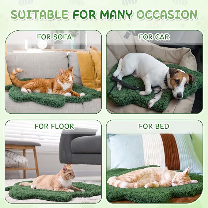 3 Pack Self Warming Pet Bed Leaf Shape Self Heating Cat Dog Mat Washable Thermal Sleeping Pad for Indoor Outdoor Hedgehog, Bunny, Sugar Glider, Rat, Chinchilla(Dark Green,Medium-18 x24)