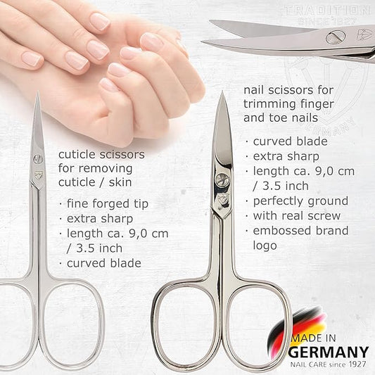 3 Swords Germany - brand quality 10 piece manicure pedicure grooming kit set for nail care scissors clipper brown synthetic leather case - Made by 3 Swords