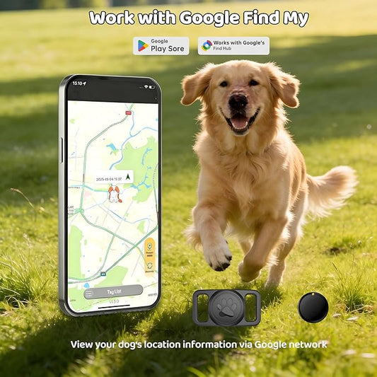 GPS Collar for Dogs,Pet Tracker (Android Only) Smart tag,Waterproof Compatible with Google Find My,No Monthly Fee,Advanced Tracking Solution Smart Collar for Pet Safety Ideal Small Large Dogs
