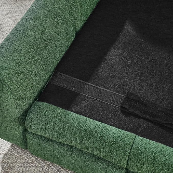 Dog Couch Bed with Backrest and Armrest, Durable Pet Sofa with Soft Foam Cushion, Elevated Dog Couch Bed with Legs for Medium and Large Dogs, Emerald Green
