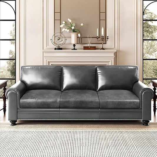 ANARACHON Leather Look Couch Cushion Covers Sofa Seat Slipcovers Sets Couches Furniture Protector for Sectional Armchair Loveseat Pets Kids Stretch Spandex Fabric (3 Cushion XL Sofa, Light Grey)