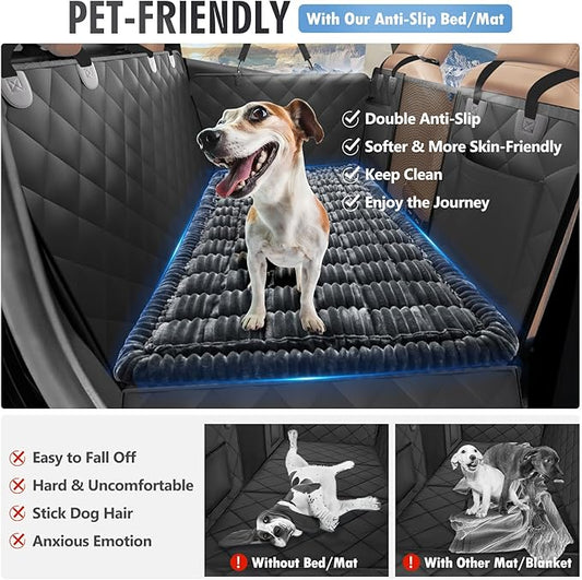 Backseat Dog Bed Non-Slip, Dog Bed for Car Back Seat Soft and Comfortable, Back Seat Pet Bed Mat for Travel, Pet Car Blanket for Backseat Extender and Seat Covers Grey (51”X 23.5”)