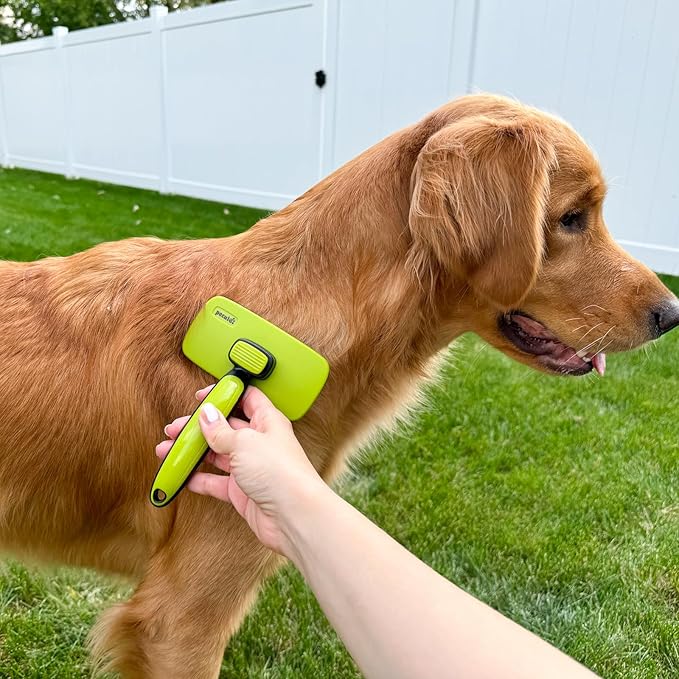 Pecute Self-Cleaning Slicker Brush for Dogs, Cats, Lightweight Dog Brush for Shedding Massaging Grooming, Cat Brush Gently Removes Loose Fur Undercoat for Dogs Cats Rabbits of All Hair Types