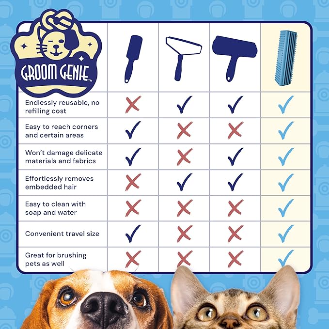 Magic Pet Hair Block Brush (Sky Blue) | Ultimate Dog & Cat Hair Remover for Sofa, Furniture, Carpet, Bedding, and Clothing | Reusable, Durable, and Easy to Use