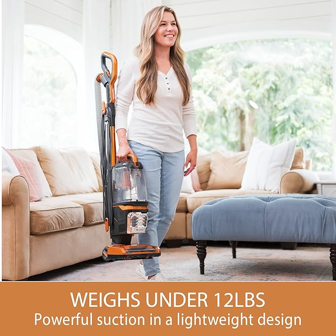 Kenmore DU4080 Featherlite Lift-Up Bagless Upright Vacuum 2-Motor Power Suction Lightweight Carpet Cleaner with HEPA Filter, 2 Cleaning Tools for Pet Hair, Hard Floor, Orange