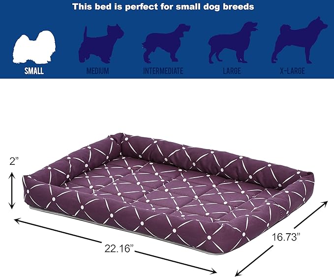 Midwest Homes for Pets 40224-PLD Quiet Time Couture Ashton Bolster Pet Bed, Medium Dog/24, Plum