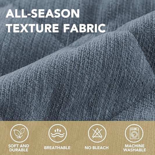 H.VERSAILTEX Chenille Couch Cover for Dogs Washable Soft Fuzzy Sofa Covers for 3 Cushion Couch Sectional Sofa Cover Thick Pet Couch Cover Protector Non-Slip Dog Bed Cover(Stone Blue, 28" x 102")