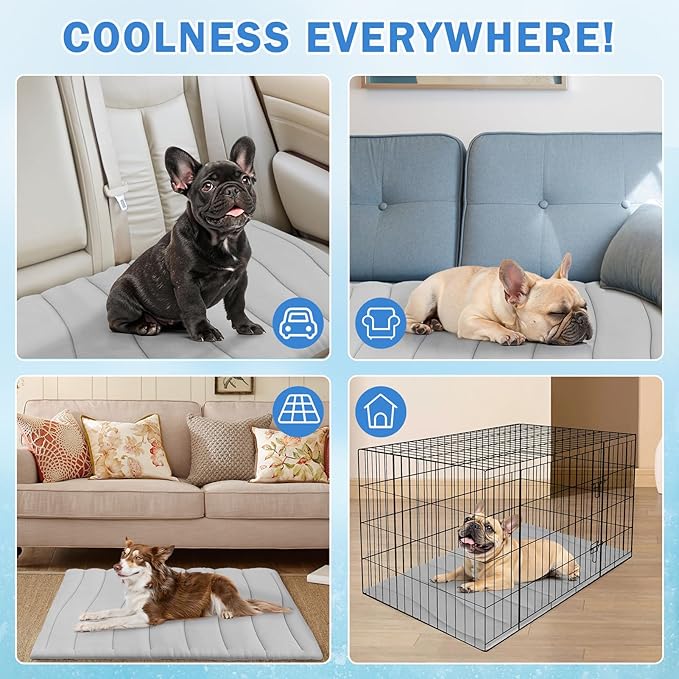 SCENEREAL Dog Cooling Mat for Crate, Thicken Self-Cooling Dog Pad Reversible (Cool & Warm), 36"x23" Pet Cool Bed for M Large XL Dogs,Kennel Sofa Mats Machine Washable, Durable Non-Toxic Gel, Outdoor