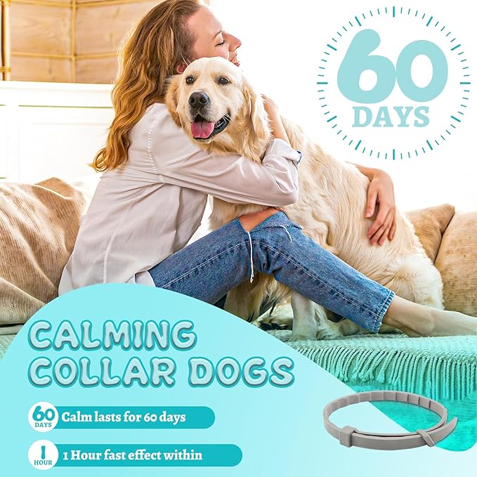 Calming Collars for Dogs, 4 Packs Dog Calming Collar Contains Long Lasting Pheromone for 60 Days, Separation/Stress/Anxiety Relief for Dogs, Adjustable for Small Medium Large Dog (Grey)