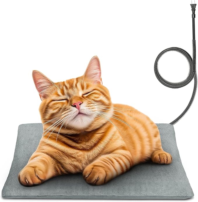 PETNF Outdoor Pet Heating Pad for Cat Dog, Heated Cat Mat Dog Mat with Auto Temperature, Pet Warming Pad Heated Cats Dogs House Cat Bed (S: 19.7'' x 11.8'', Gray)