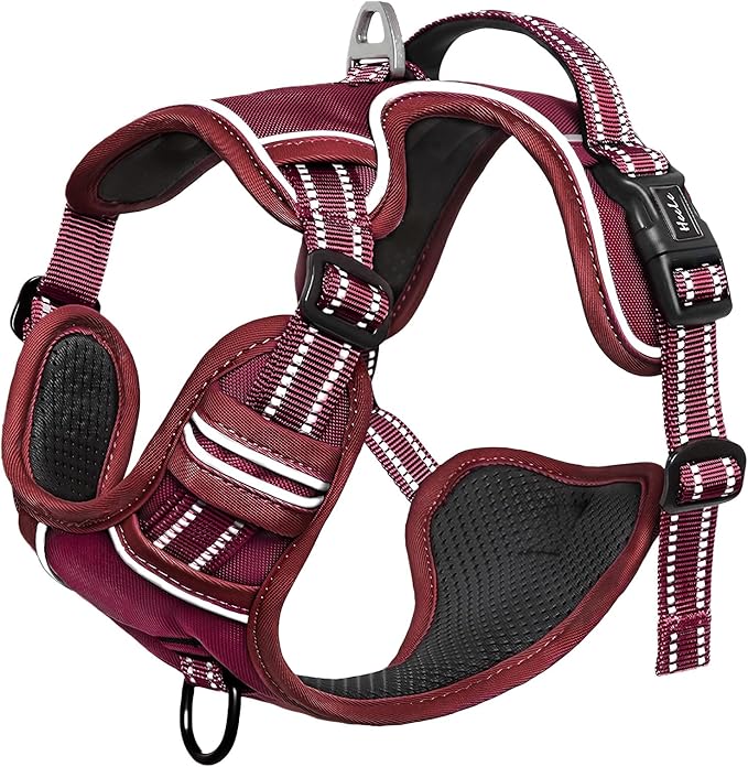 HEELE Dog Harness for Small Dogs No Pull Dog Vest Harness for Small Dog with Soft Padded Handle Reflective for Outdoor Training, Burgundy Red, S