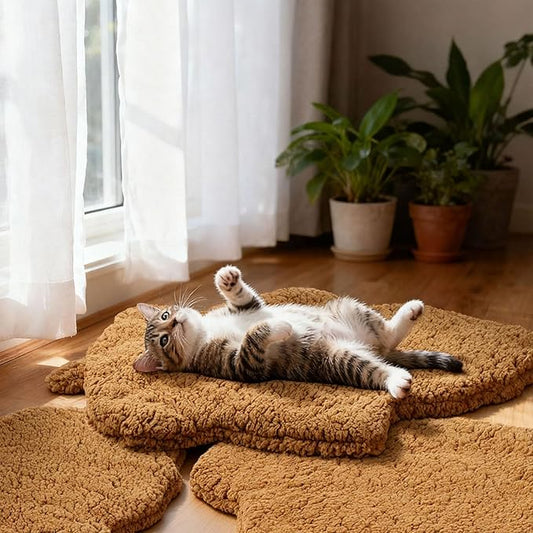 3 Pack Self Warming Pet Bed Leaf Shape Self Heating Cat Dog Mat Washable Thermal Sleeping Pad for Indoor Outdoor Hedgehog, Bunny, Sugar Glider, Rat, Chinchilla(Orange,Large-19 x29)