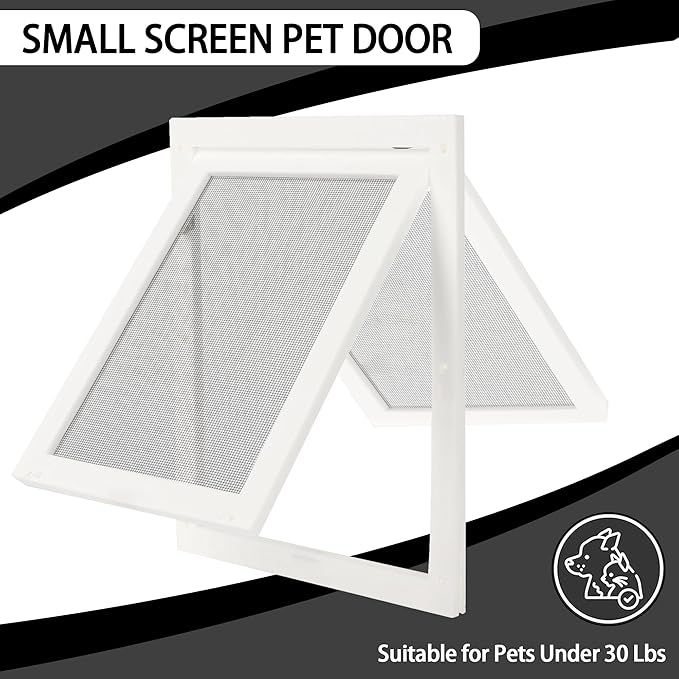 TonGass 7.87" x 9.84" Pet Screen Door Flap Compatible with Doggy Fits Dogs & Cats Under 30 Lbs, Small Dog Doors Flaps, Cat Screen Window Door Flap for Exterior Porch Screen and Window Screen - White