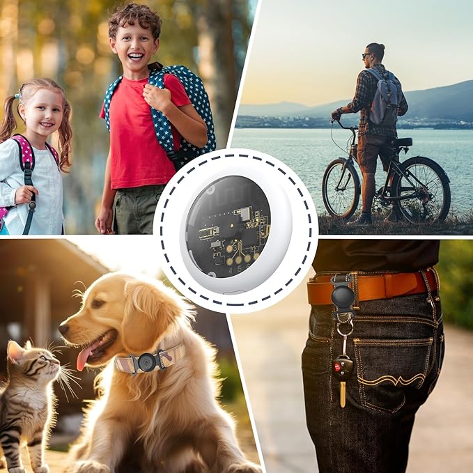 GPS Tracker for Dogs, Mini GPS Pet Tracker with Silicone Cover, IPX8 Waterproof GPS Tracker for Kids,No Monthly Fee,Work with Apple Find My(iOS Only),Smart Tracker for Dogs Finder Tracker Pets-Black-4