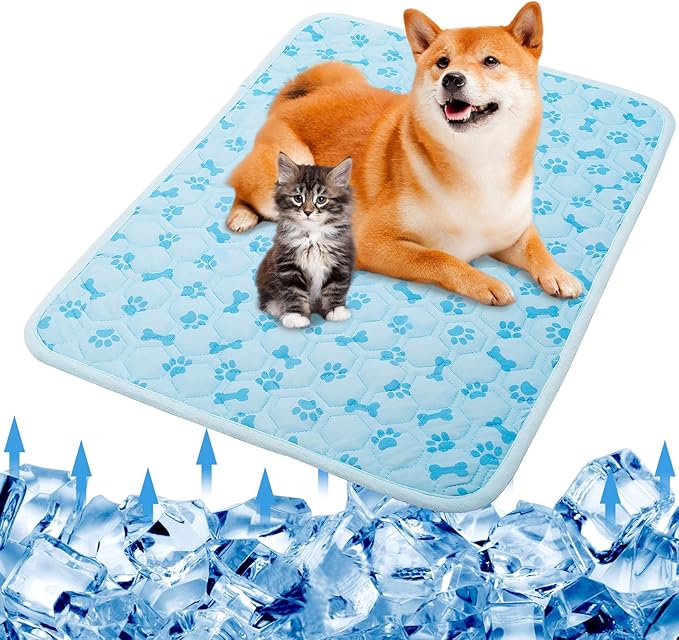 SHEJIZE Dog Cooling Mat Outdoor Cooling Pad for Dogs (Not Water-Filled), Washable Dog Crate Pad with Q-Max>0.4 Instant Chill, Pet Cooling Mat for Large Breeds, Portable for Dog Crate Mat/Car/Yard