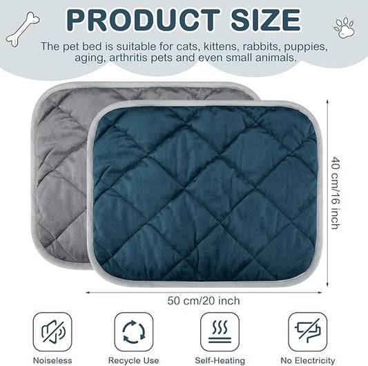 8 Pack Self Heating Cat Mat Self Warming Cat Bed Extra Warm Thermal Pet Bed Mat Reflects Body Heat Washable Dog Crate Pad for Indoor Outdoor Pets(Gray, Blue,16 x 20 Inch)