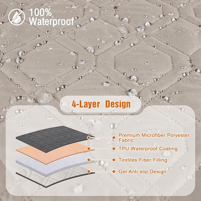 VANSOFY Couch Cover, Waterproof Sofa Covers Washable Slipcover Furniture Protector Couch Seat Covers Non-Slip Couch Cover for Dogs, Pets(Oversized Sofa, Khaki)