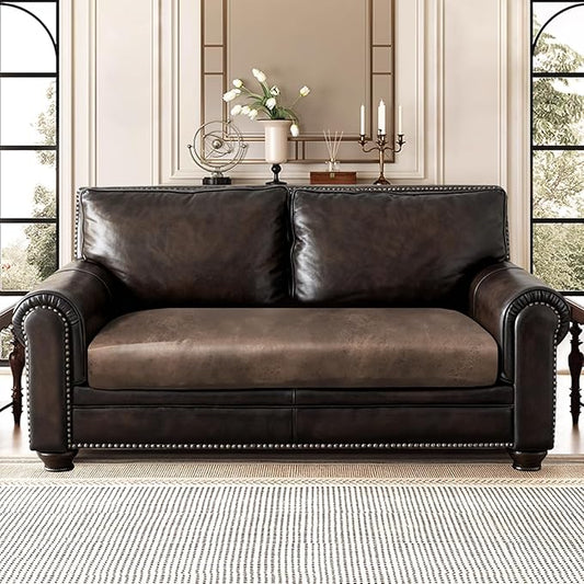 ANARACHON Leather Look Couch Cushion Covers Sofa Seat Slipcovers Sets Couches Furniture Protector for Sectional Armchair Loveseat Pets Kids Stretch Spandex Fabric (1 Cushion Loveseat, Light Brown)