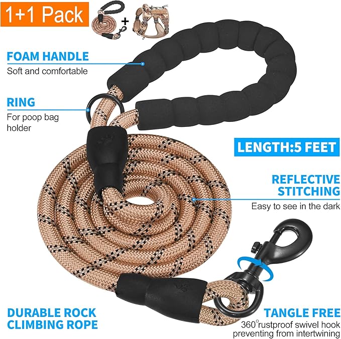 Beebiepet Heavy Duty Tactical Dog Harness for Large Dogs, No Pull Adjustable Pet Harness Reflective Service Training Easy Control Pet Vest Military K9 Working Dog Harnesses- Large, Desert Camo
