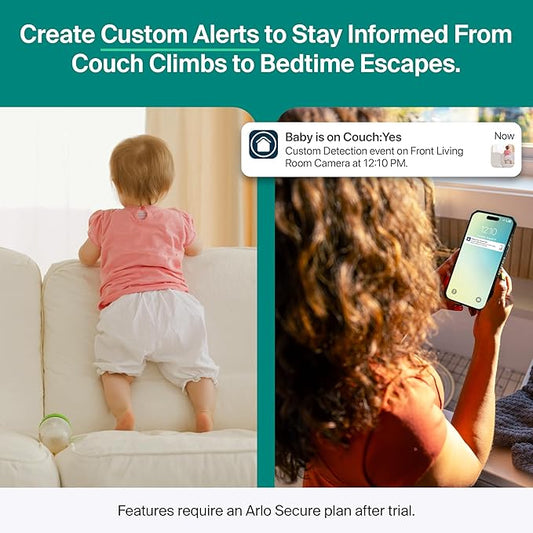 Arlo Essential Indoor Security Camera 2K (3rd Gen, 2025 Release) - Wired Plug-in Power, Person Recognition, Animal Detection, 1-Month Trial of Secure Plan, Automated Privacy Shield, 2 Cam, White