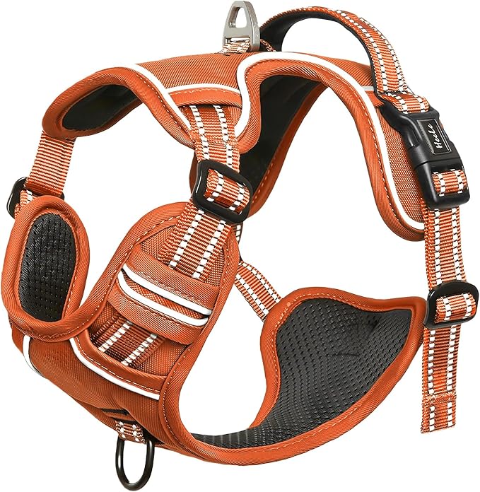HEELE Dog Harness for Small Dogs No Pull Dog Vest Harness for Small Dog with Soft Padded Handle Reflective for Outdoor Training, Pumpkin Orange, S