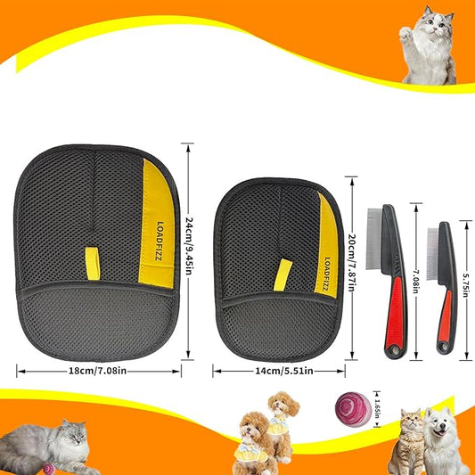 2 Pack Pet Hair Removal Gloves for Dogs & Cats - Newly Upgraded Reusable Electrostatic Lint Remover Tool, Efficient for Couch, Furniture, Car Seat, Carpet, Clothing