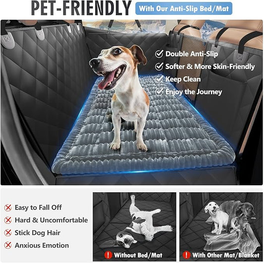 Backseat Dog Bed Non-Slip, Dog Bed for Car Back Seat Soft and Comfortable, Back Seat Pet Bed Mat for Travel, Pet Car Blanket for Backseat Extender and Seat Covers 51”X 23.5”Light Grey