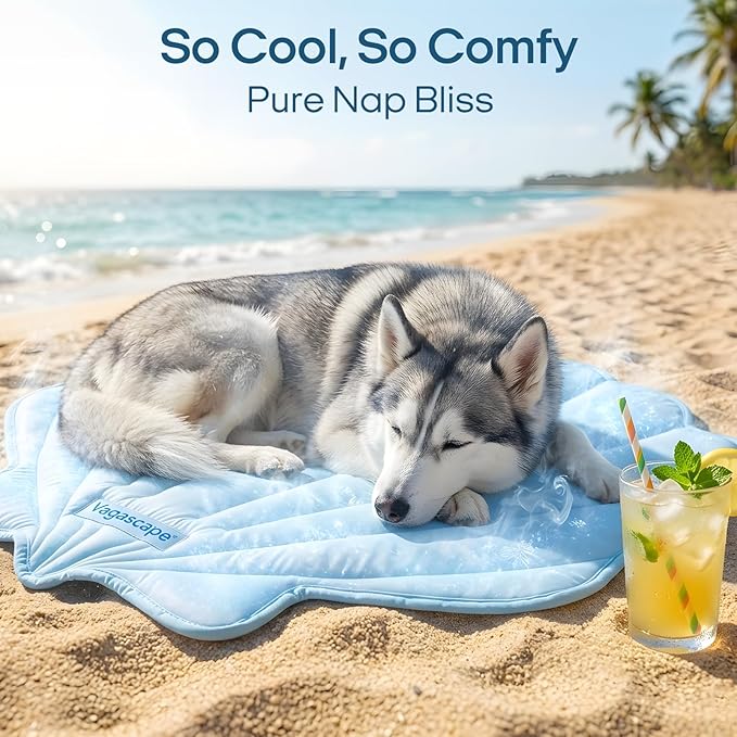 Vagascape Dog Cooling Mat, Washable Pet Cooling Mat, 35" x 33" Thick & Durable Large Cooling Mat for Dogs, Portable Foldable Premium Cooling Pad for Indoor, Outdoor, Travel, Camping, Patio and Beach