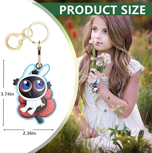 Leather Keychain Holder Case Compatible with AirTag,Cute Protective Cover with Keyring and lanyard,Anti-Scratch Finder GPS Tracker Case for Wallet Keys,bag,pets,Backpack(P)