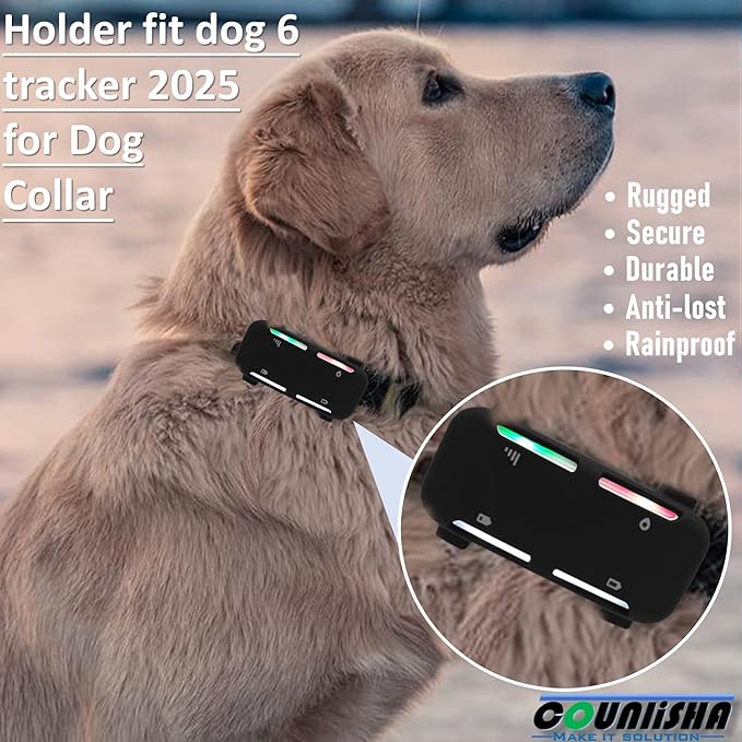 Silicone Holder Compatible for Tractive Smart Dog GPS | Live Pet Tracker (2025) for pet Collar,Durable Rubber Cover,Secure case with Strap Necklace for tractive Dog 6 tag (2pack,Black)