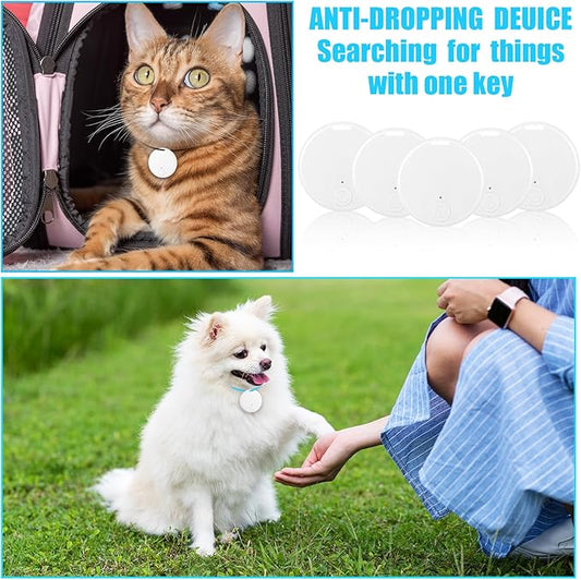 Konohan 5 Packs Smart Item Finder Portable Tracker GPS Tracking Mobile Anti Loss Smart Device Key Finder Tag Locator with Sound for Bags Wallets Backpacks Pets Keys Luggage(White)