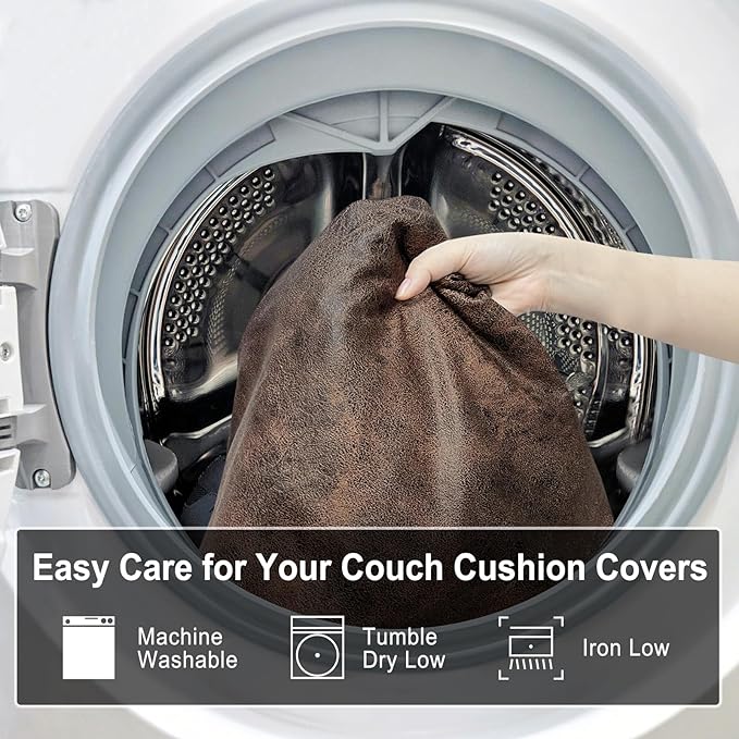 ANARACHON Leather Look Couch Cushion Covers Sofa Seat Slipcovers Sets Couches Furniture Protector for Sectional Armchair Loveseat Pets Kids Stretch Spandex Fabric (3 Cushion XL Sofa, Dark Brown)
