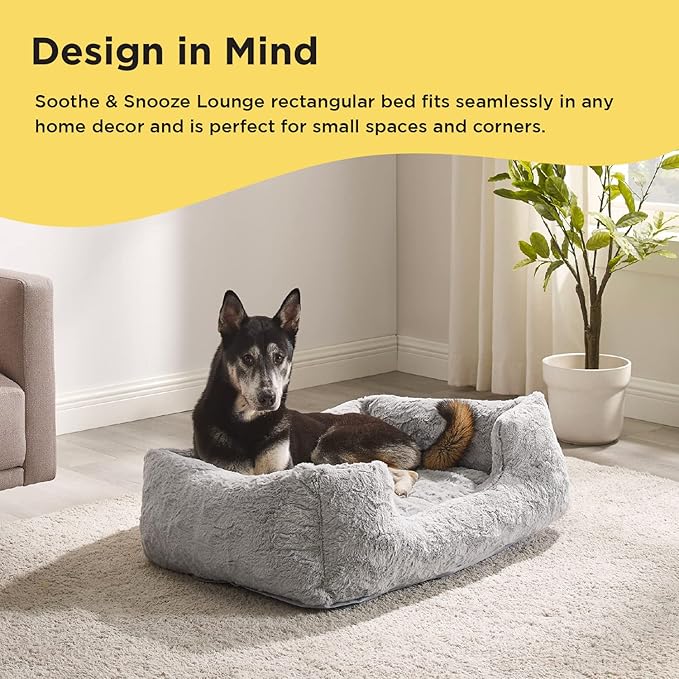 Best Friends by Sheri Lux Lounge Bed Calming Faux Fur Dog Bed, Gray, Large, 36" x 27"