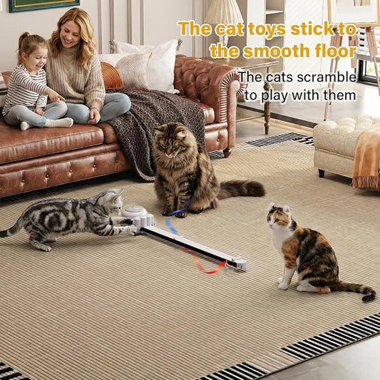 2-in-1 Electric Cat Wand – Rechargeable Auto Indoor Toy, Suction & Hanging Design, 2 Modes (Track Chase + Bounce),Perfect for Kittens & Adult Cats, Ultimate Cat Gift