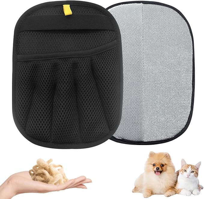 Brush Pet Hair, Electrostatic Pet Hair Remover Gloves for Cats & Dogs, Upgraded Animal Fur Removal Tool, Reusable Cats & Dogs Grooming Gloves for Hair Removal (1)