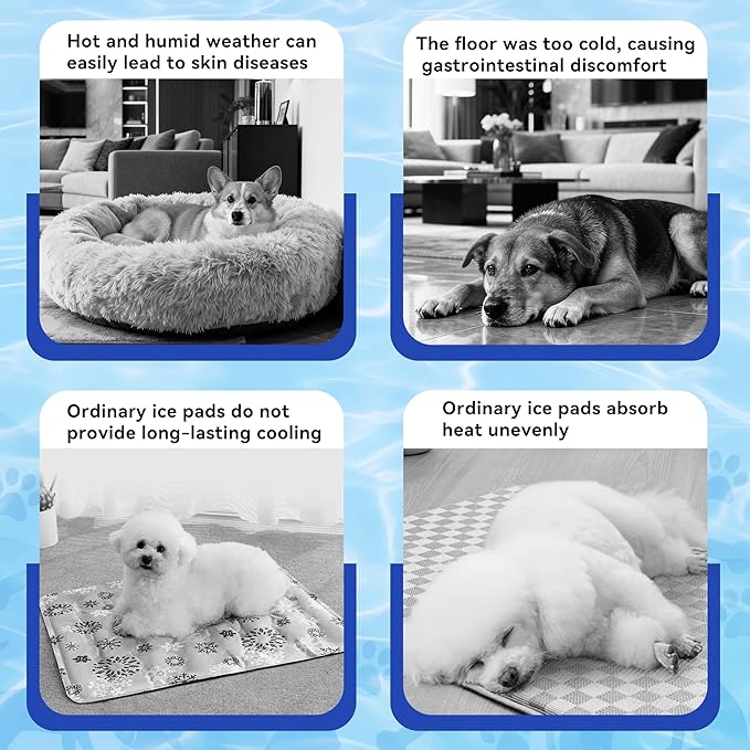 Pet Cooling Gel Pad with Patent Technology, 36in Dog Cooling Mat for Summer, Self Cooling Mat for Large/Medium/Small Dogs, Non-Slip Waterproof Durable Mat for Dog Beds, Car, Indoor & Outdoor Use