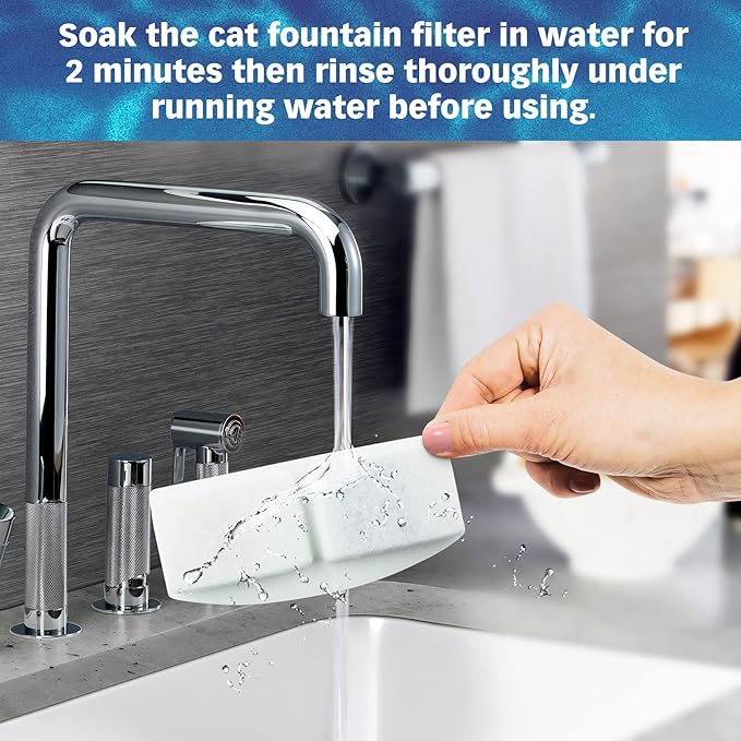 PET STANDARD Replacement Water Filter & 6 Pack Replacement Pre-Filter Sponges Compatible With VEKEN® 100oz/3L Automatic Pet Fountain, Pack of 12