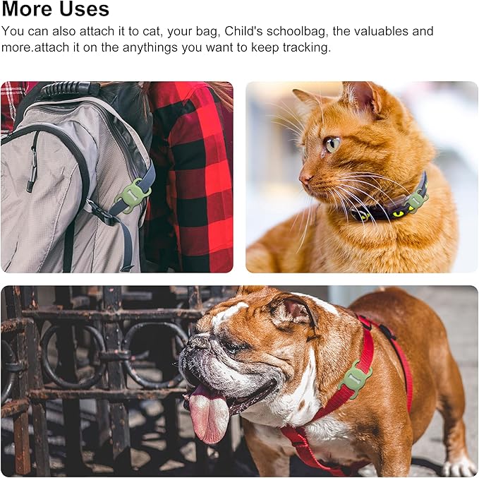 for Airtag Dog Collar Holder, Air Tag Protective Cat Airtag Dog Collar,Silicone AirTags GPS Tracking Accessories,Air Tags with Bone Pattern (1 Pack(Green))
