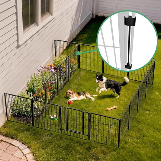 FXW Rollick Unleashed Dog Playpen for Indoor, Yard, RV Camping, 32 inch 16 Panels Dog Pen with Connectors (Pack of 2) for Small and Medium Dogs, Black│Patented