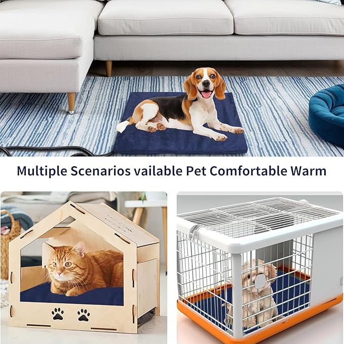 Pet Heating Pad with Chew Resistant Cord,Indoor Waterproof Heated Pet Mat with Constant Temperature and Machine Washable Cover for Dog and Cat, 60x45CM (Small)