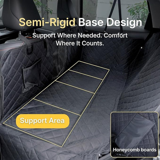 Back Seat Extender for Dogs, Semi-Hard Bottom Car Seat Cover for Dog, Waterproof & Anti-Scratch, Upgraded Support, Easy to Install and Clean, Fits Compact SUVs Only