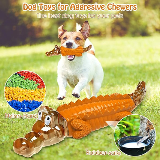 Jeefome Dog Toy for Aggressive Chewers – Dog Chew Toy for Small&Medium & Large Dogs, Tough Dog Toy for Boredom & Anxiety Relief(Orange)
