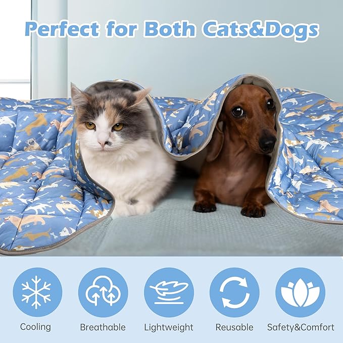 Dog Cooling Mat,Cat Self Cool Ice Pad,Lightweight Pet Cooling Pads Blanket Bed Cover,Puppies Summer Cool Tech Fabric,Washable Dog Sleeping Mat for Home & Outdoor,Keep Cool for Pets