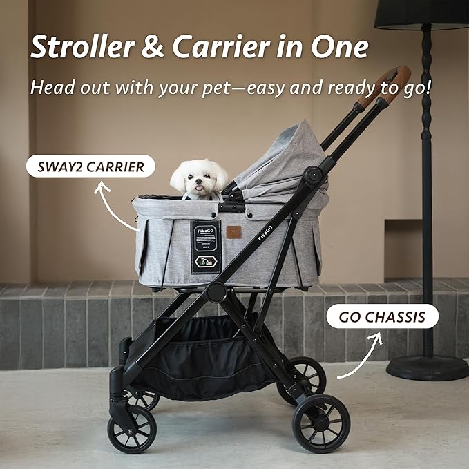 Sway2 Pet Car Seat and Carrier, 2-in-1 Booster Seat for Small Dogs and Cats