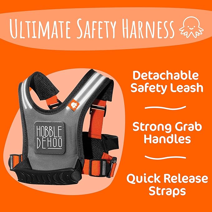 Hobble De Hoo Autism Safety Harness with leash for Kids 2–7 | Walking Safety Vest with Grab Handles for Wandering Prevention