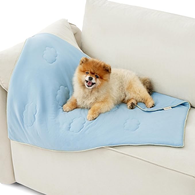 LE SURE Premium Cooling Blankets for Small Dogs - Washable Dog Cooling Throw Blanket with Q-MAX>0.4,Durable Self Cooling Pet Mat for Cat, Soft Cooling Summer Blanket for Hot Weather, Blue, 25x35