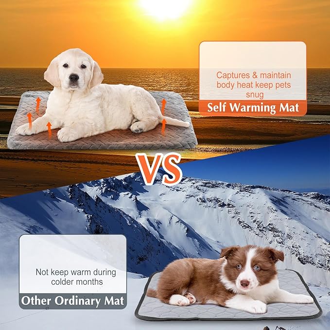 Drydiet 4 Pack Self Warming Cat Bed Mat Self Heating Pad for Dog Extra Warm Winter Pet Pad Washable Thermal Pads Mats for Pets Indoor Outdoor(Gray,16 x 20 Inch)